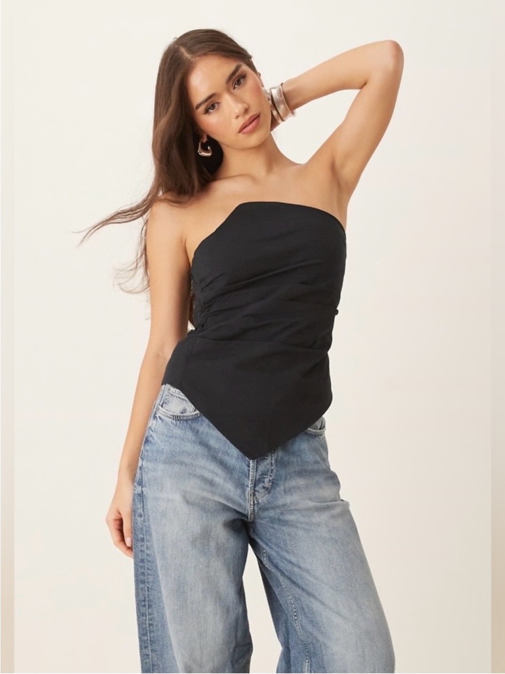 Abercrombie Strapless Black Asymmetrical Strapless Top